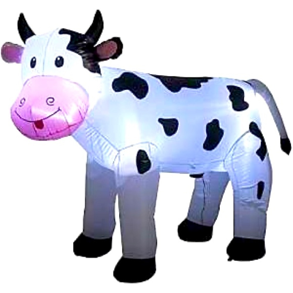 NIB 6 Foot Cow Santa's Forest XL Inflatable' yard Decor